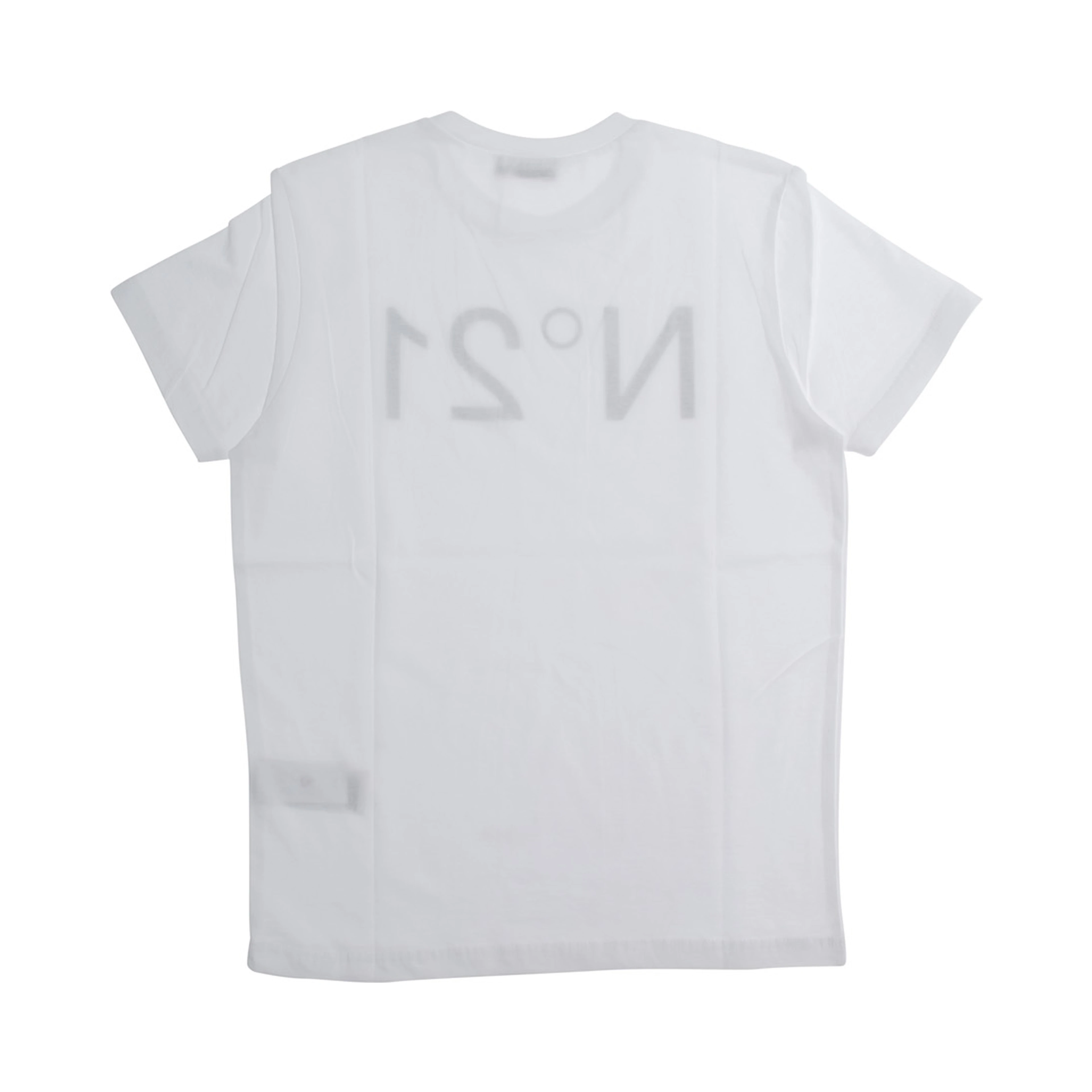 T-Shirt N°21 Crew Neck with Maxi Logo Print on the Front in White Cotton Girl
