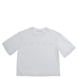 White Crew Neck T-Shirt with Logo lettering on the Front in Cotton Girl