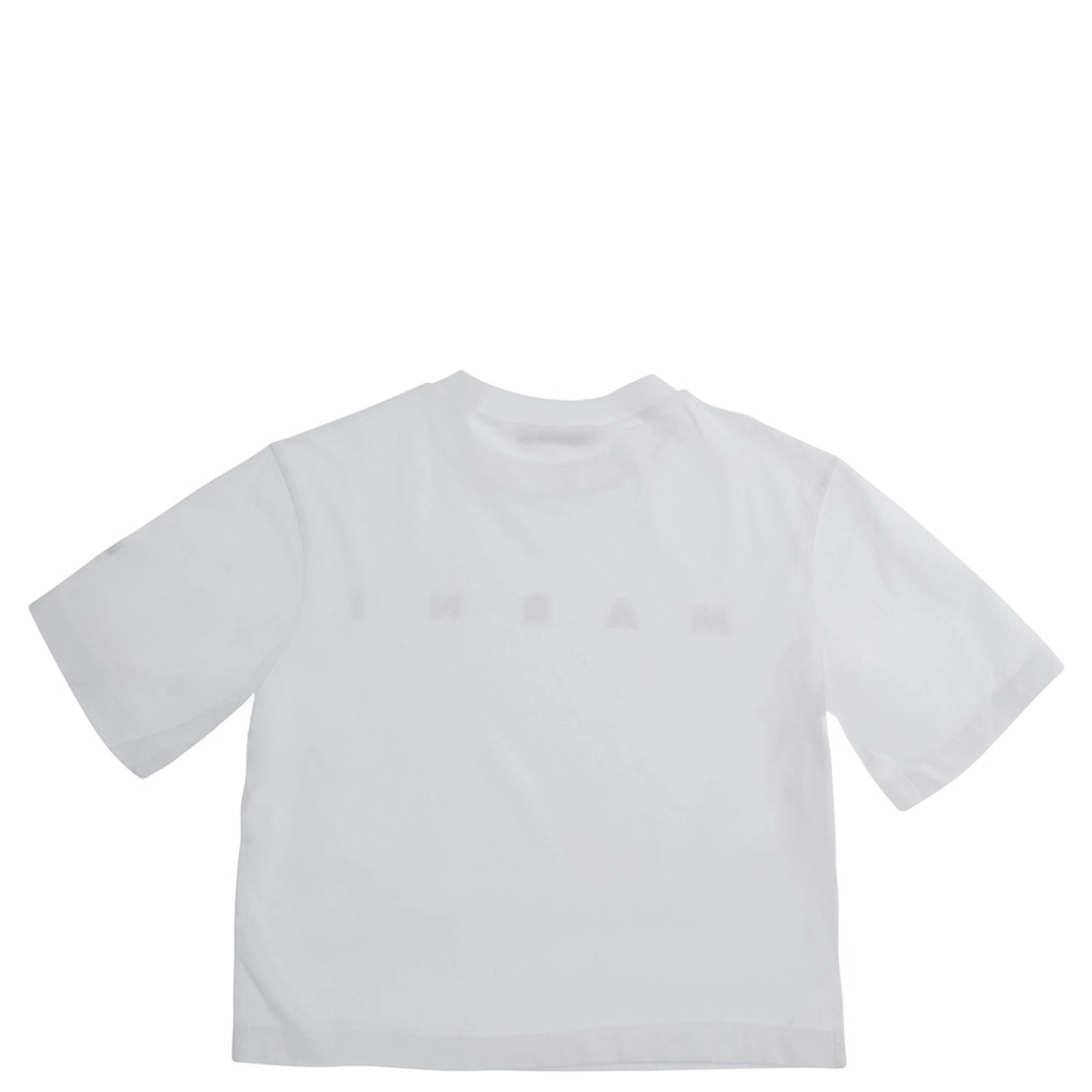 White Crew Neck T-Shirt with Logo lettering on the Front in Cotton Girl