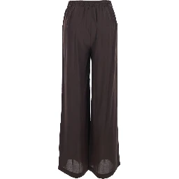 Brown Womens Silk Drawstring Waist Pants