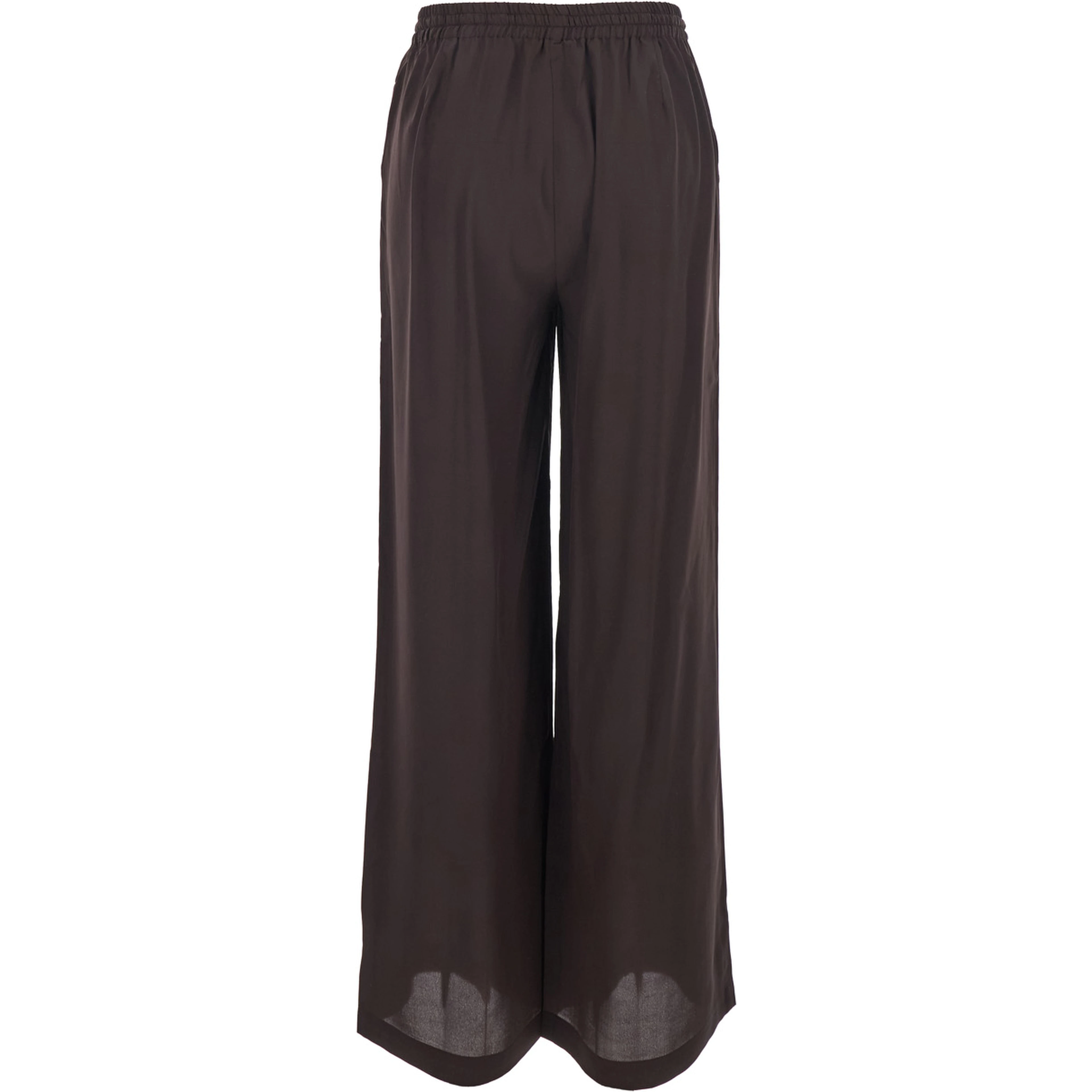 Brown Womens Silk Drawstring Waist Pants