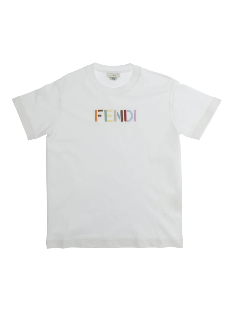 White T-shirt with round neckline and short sleeves in Cotton Boy