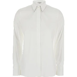 Shirt with Pointed Collar and Monile detail White Women