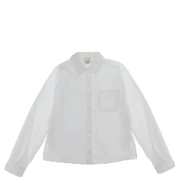 White Shirt with tone-on-tone logo on the front in Cotton for Girl
