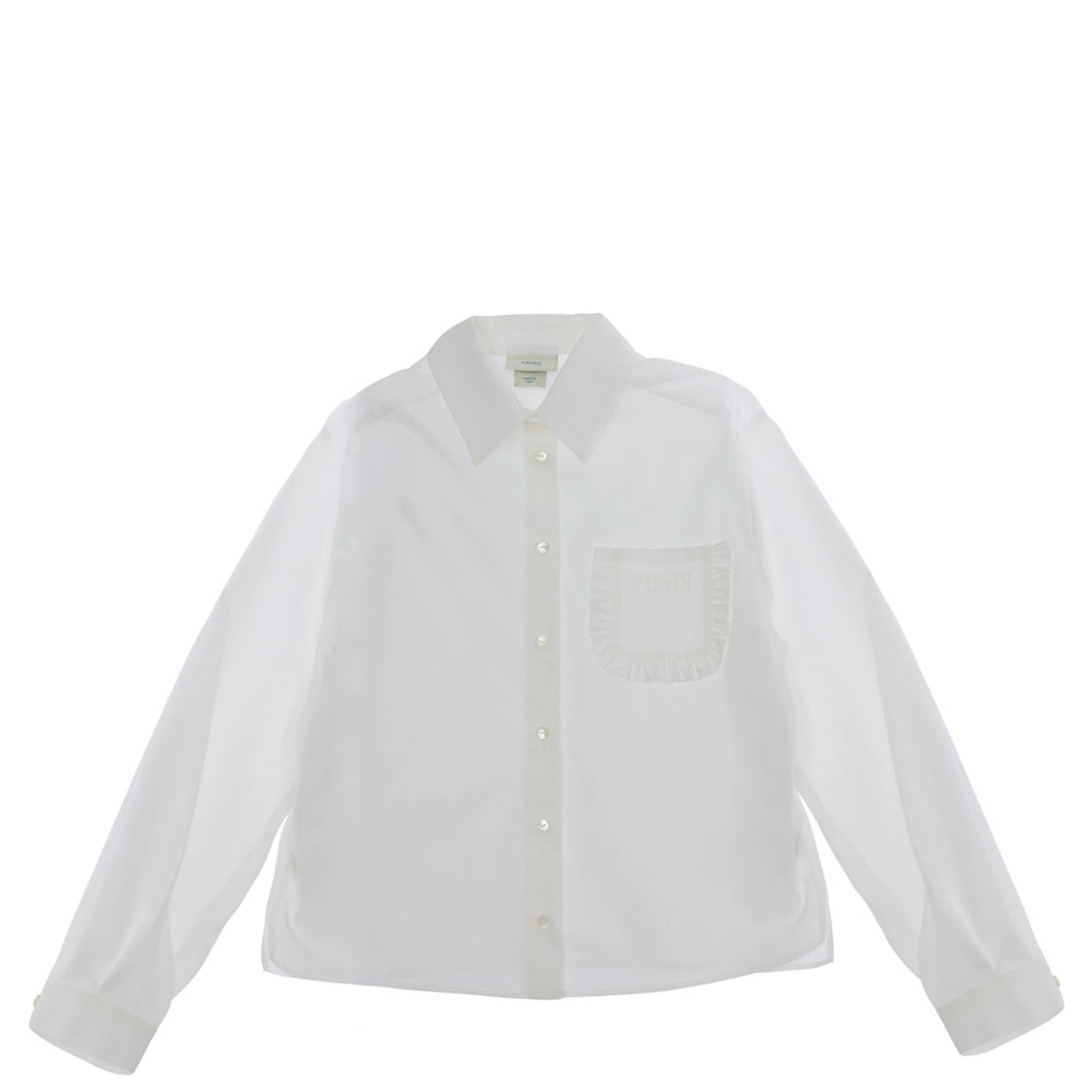 White Shirt with tone-on-tone logo on the front in Cotton for Girl