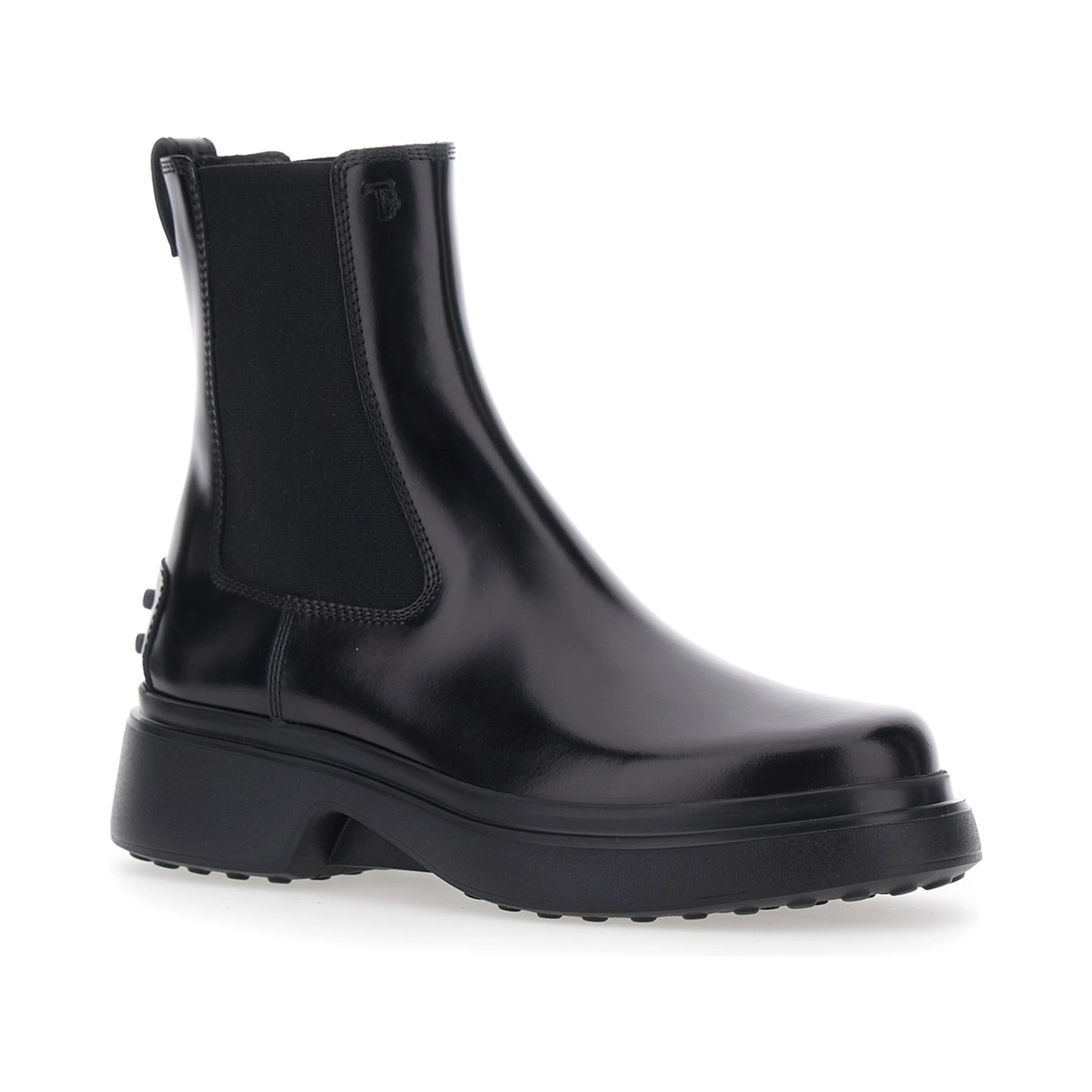 Black Ankle Boots with Elastic Inserts on the Side in Leather Blend for Women