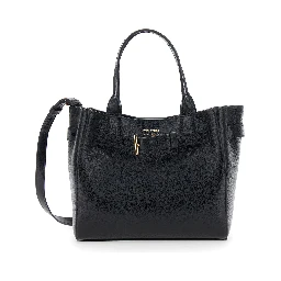 Handbag Audrey Piccola with Adjustable Strap and Logo Lettering on the Front in Grained Black Leather for Women