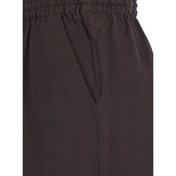 Brown Womens Silk Drawstring Waist Pants