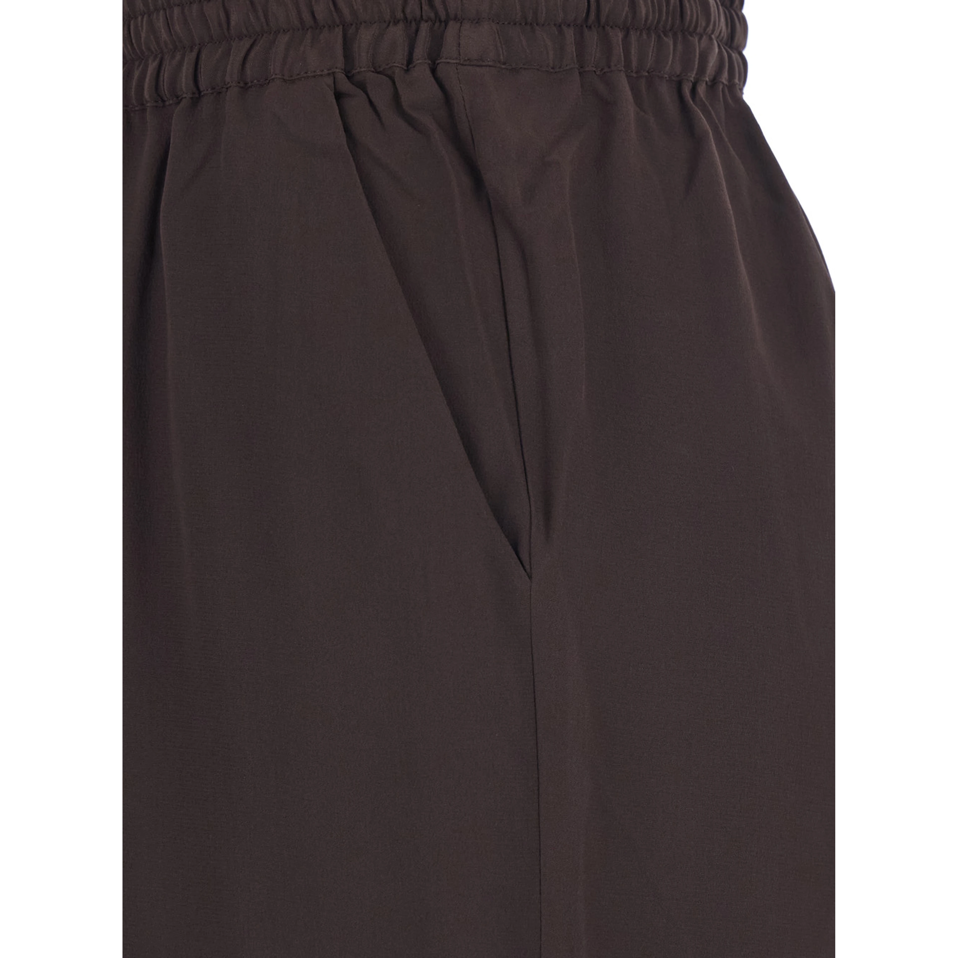 Brown Womens Silk Drawstring Waist Pants
