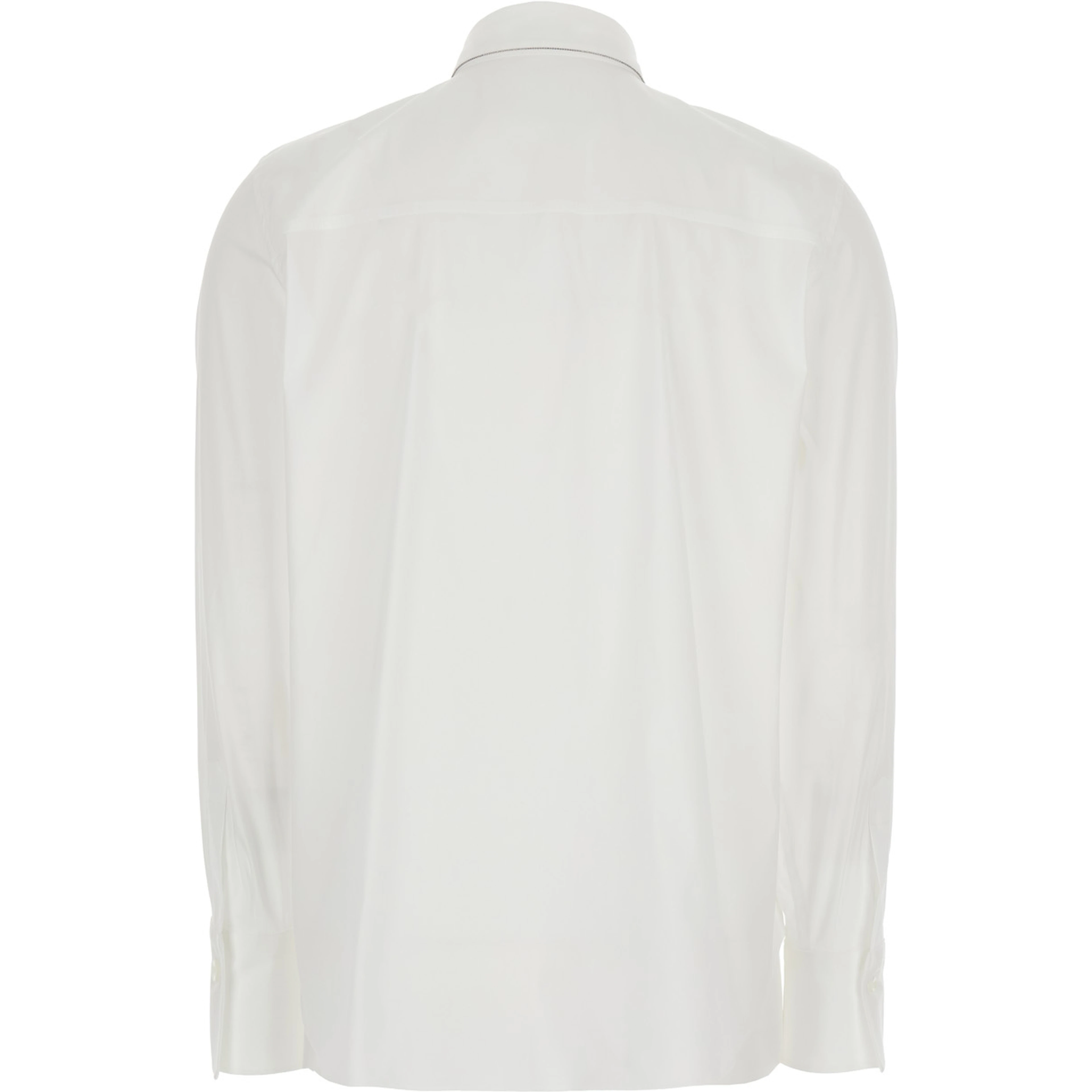 Shirt with Pointed Collar and Monile detail White Women
