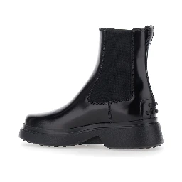 Black Ankle Boots with Elastic Inserts on the Side in Leather Blend for Women