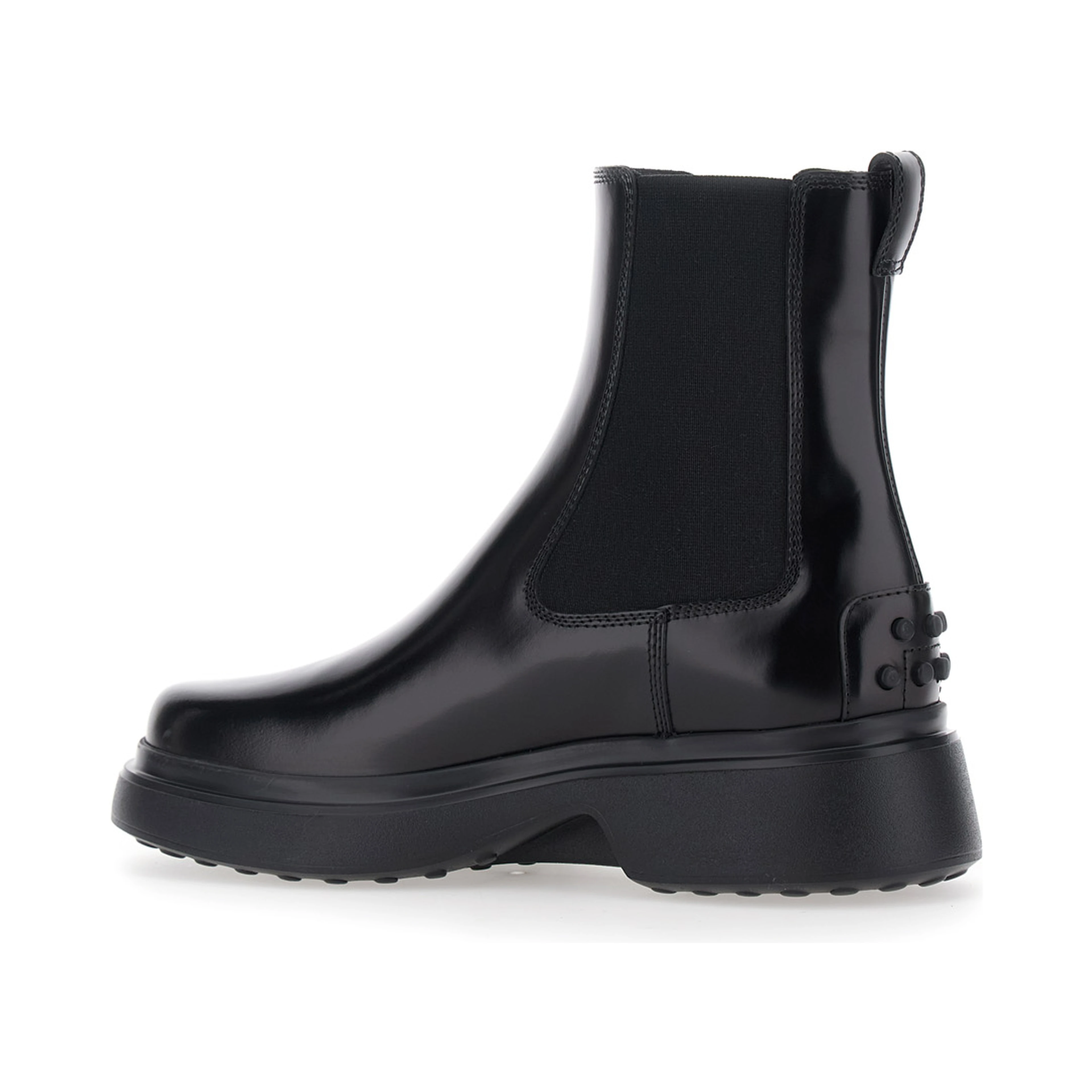 Black Ankle Boots with Elastic Inserts on the Side in Leather Blend for Women