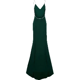 green Long dress with crystal design in acetate blend for women