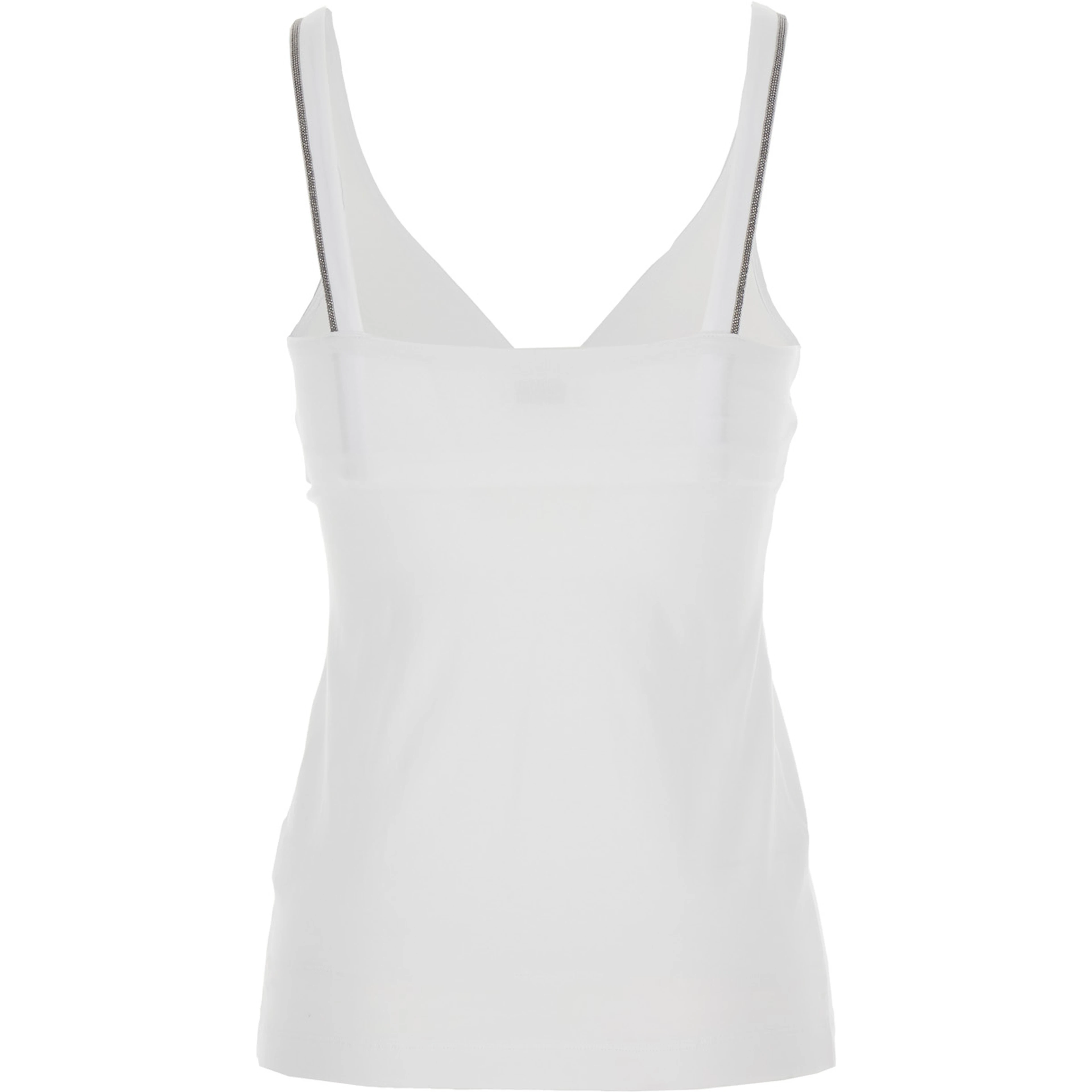 white Top with V-neck and Monile details on the edges in cotton for women