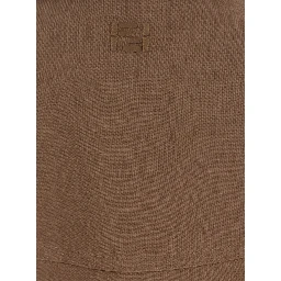 Brown Jacket with Classic Collar and Four Patch Pockets on the Front in Linen for Men