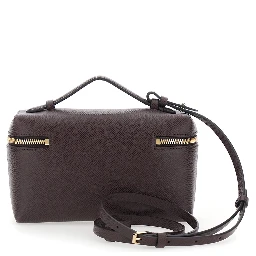 Bordeaux Crossbody bag with logo lettering on the front and adjustable and removable strap in leather for women