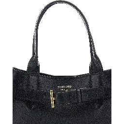 Handbag Audrey Piccola with Adjustable Strap and Logo Lettering on the Front in Grained Black Leather for Women