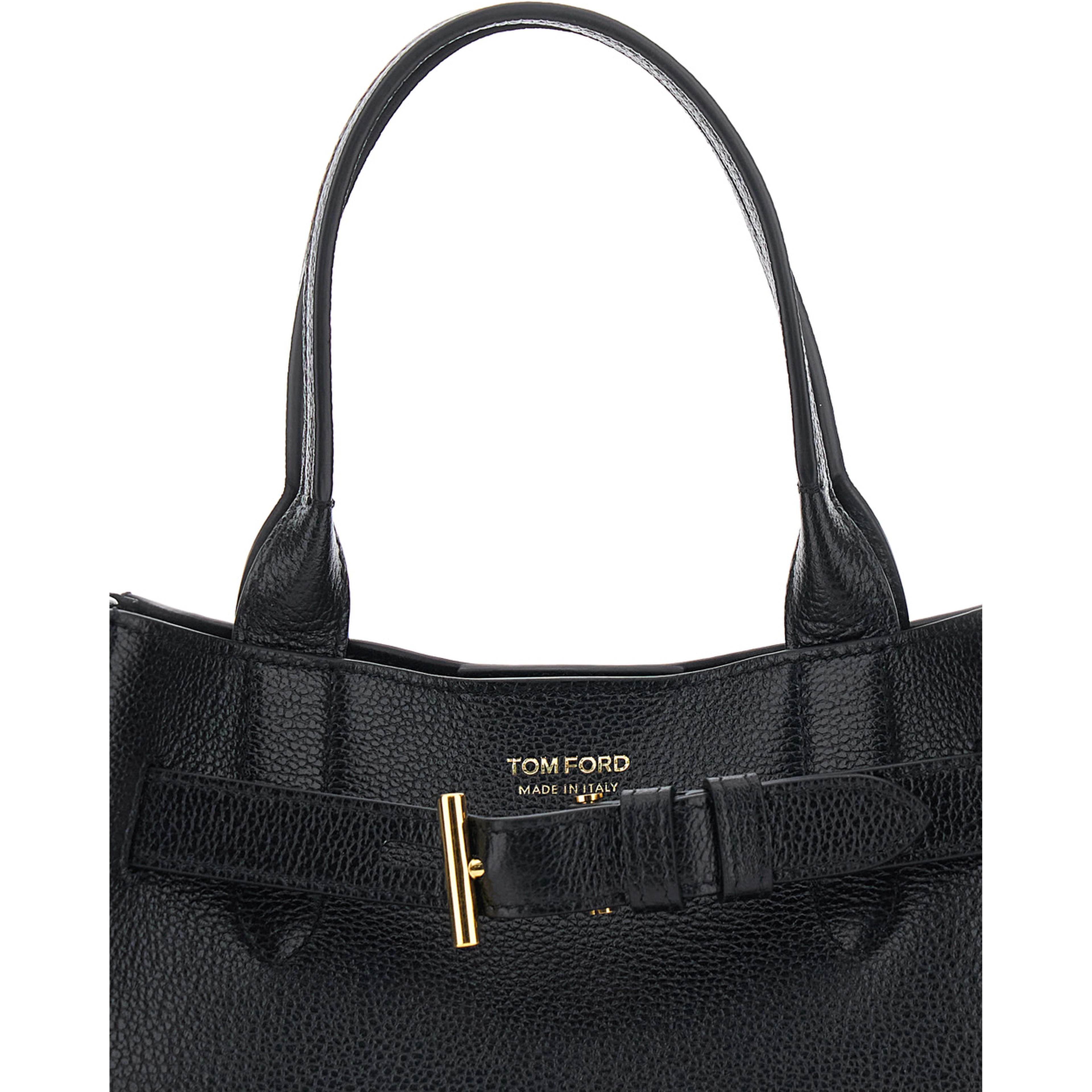 Handbag Audrey Piccola with Adjustable Strap and Logo Lettering on the Front in Grained Black Leather for Women