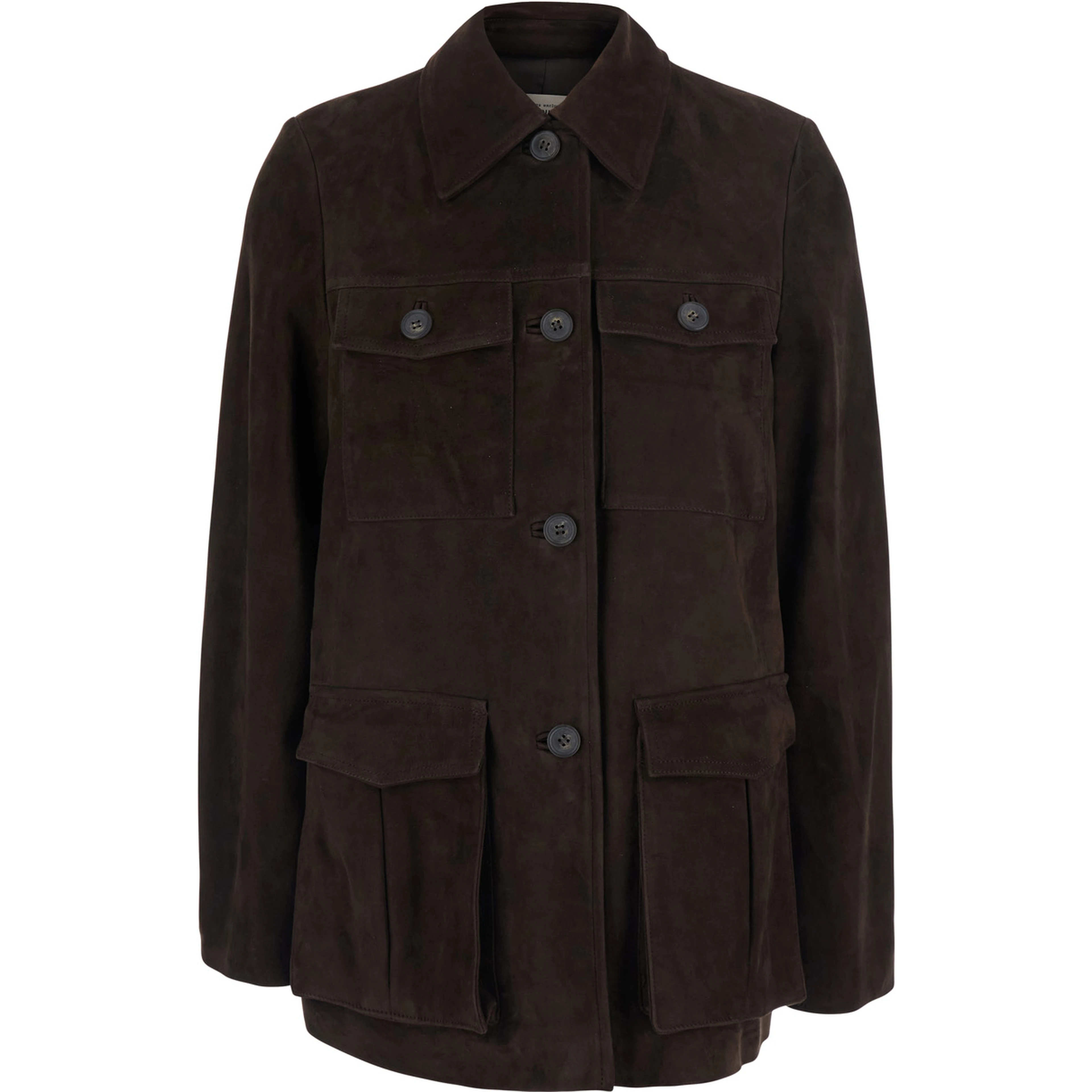 Penny Brown Jacket with classic collar in suede for women