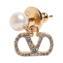 metallic colored Earrings with pearls and rhinestones applied in bronze for women