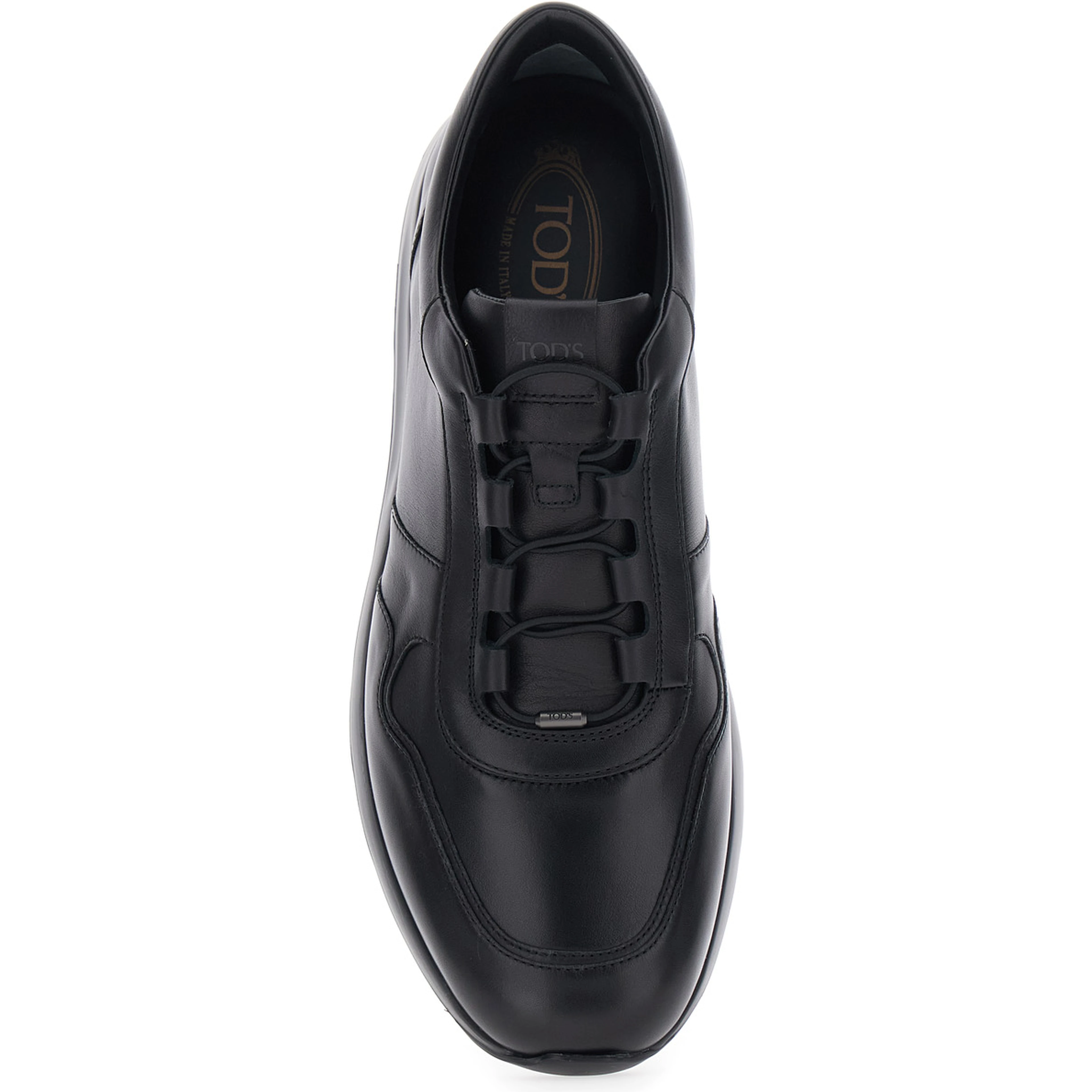 Red Dot Black Low Top Sneakers with Red Dot Detail on the Heel and Logo Lettering on the Tongue in Leather for Men