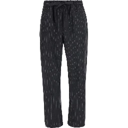 BUDDY grey Pants with all-over striped motif and elasticated waist in wool blend for women