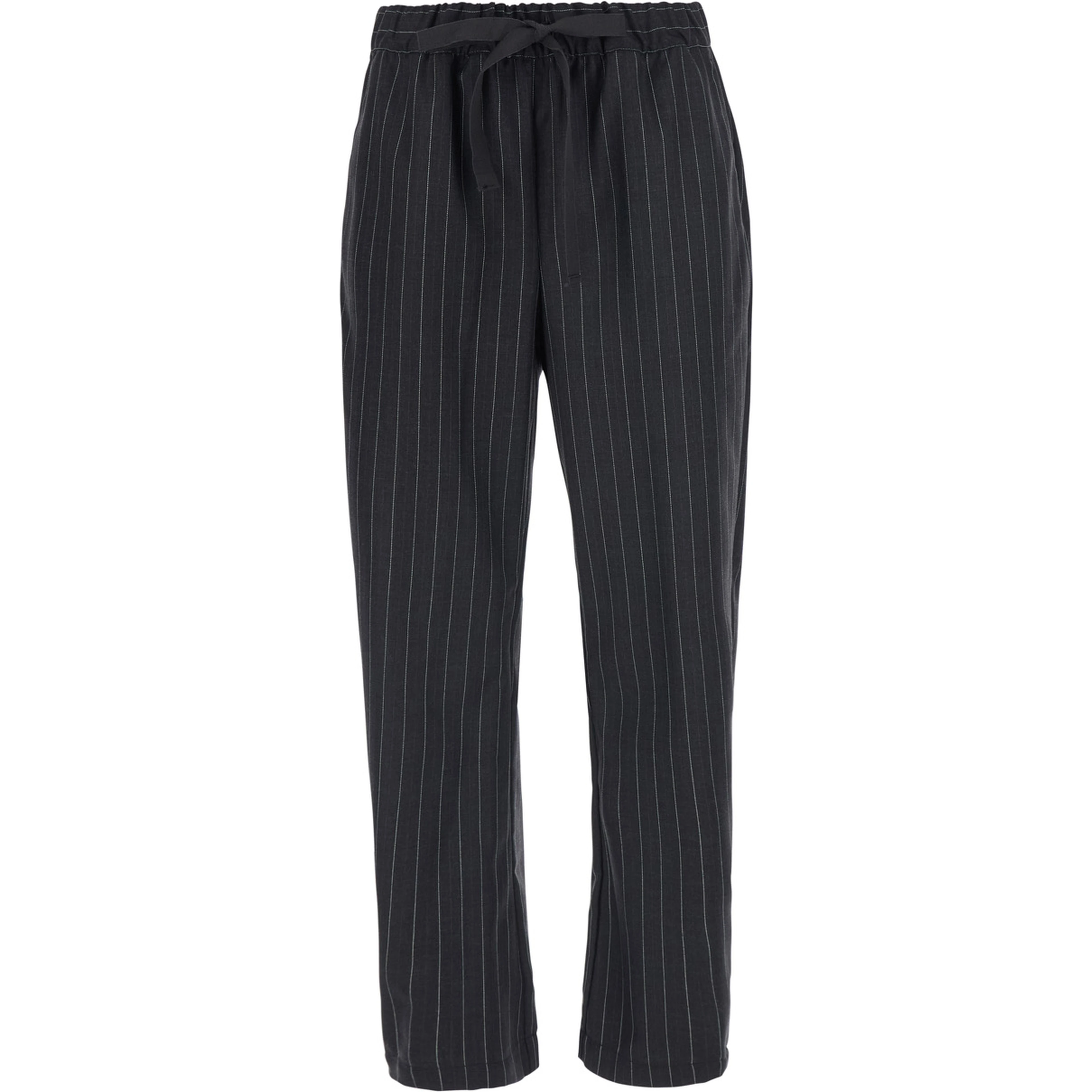 BUDDY grey Pants with all-over striped motif and elasticated waist in wool blend for women