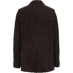 Penny Brown Jacket with classic collar in suede for women