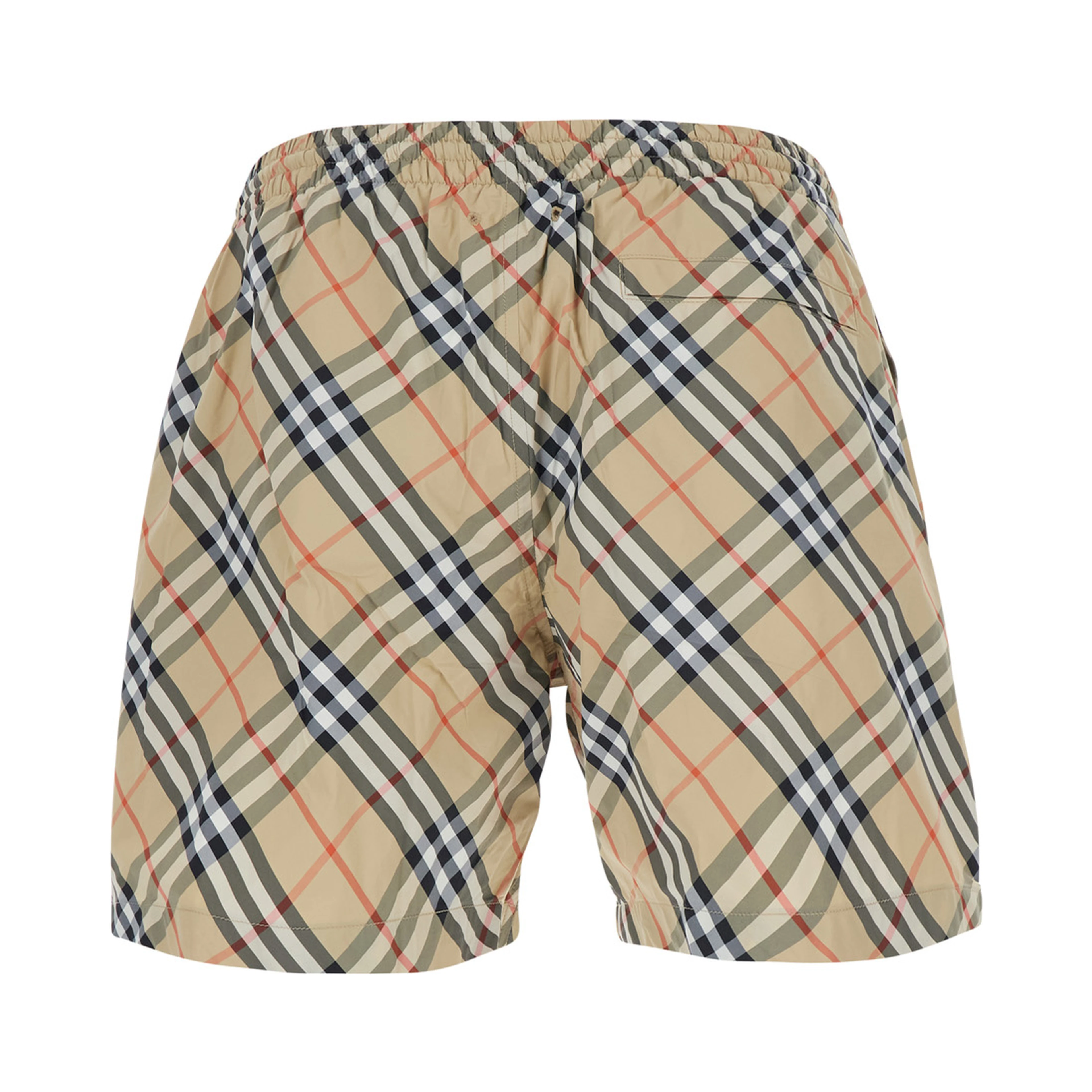 beige Swim shorts with check motif in Tech Fabric men