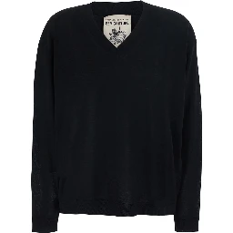 Jade V Neck Thin Wool Pull with V-neck and long sleeves in black Virgin Wool for women
