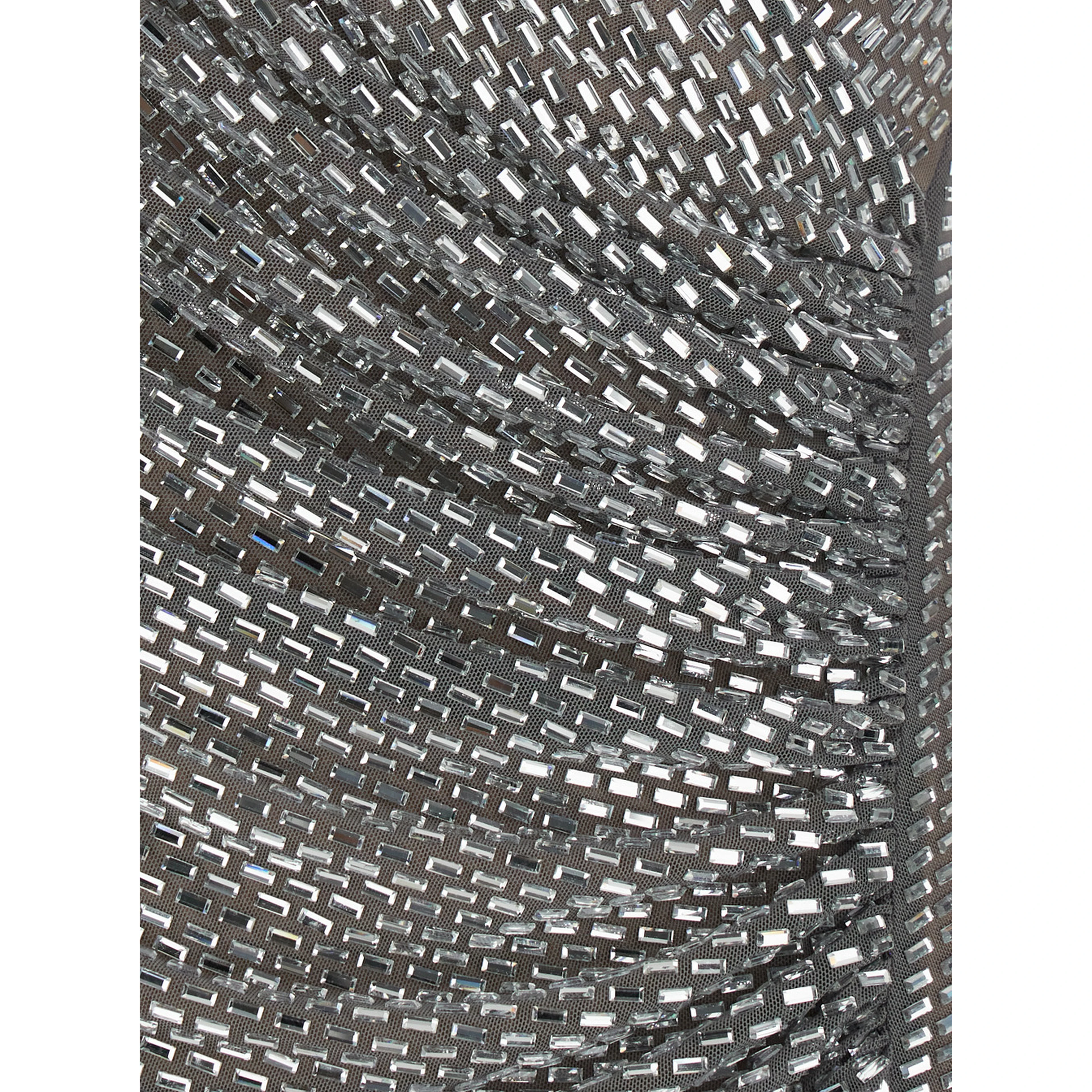 silver colored Dress with draping and applied jewels all-over in Tech Fabric Women