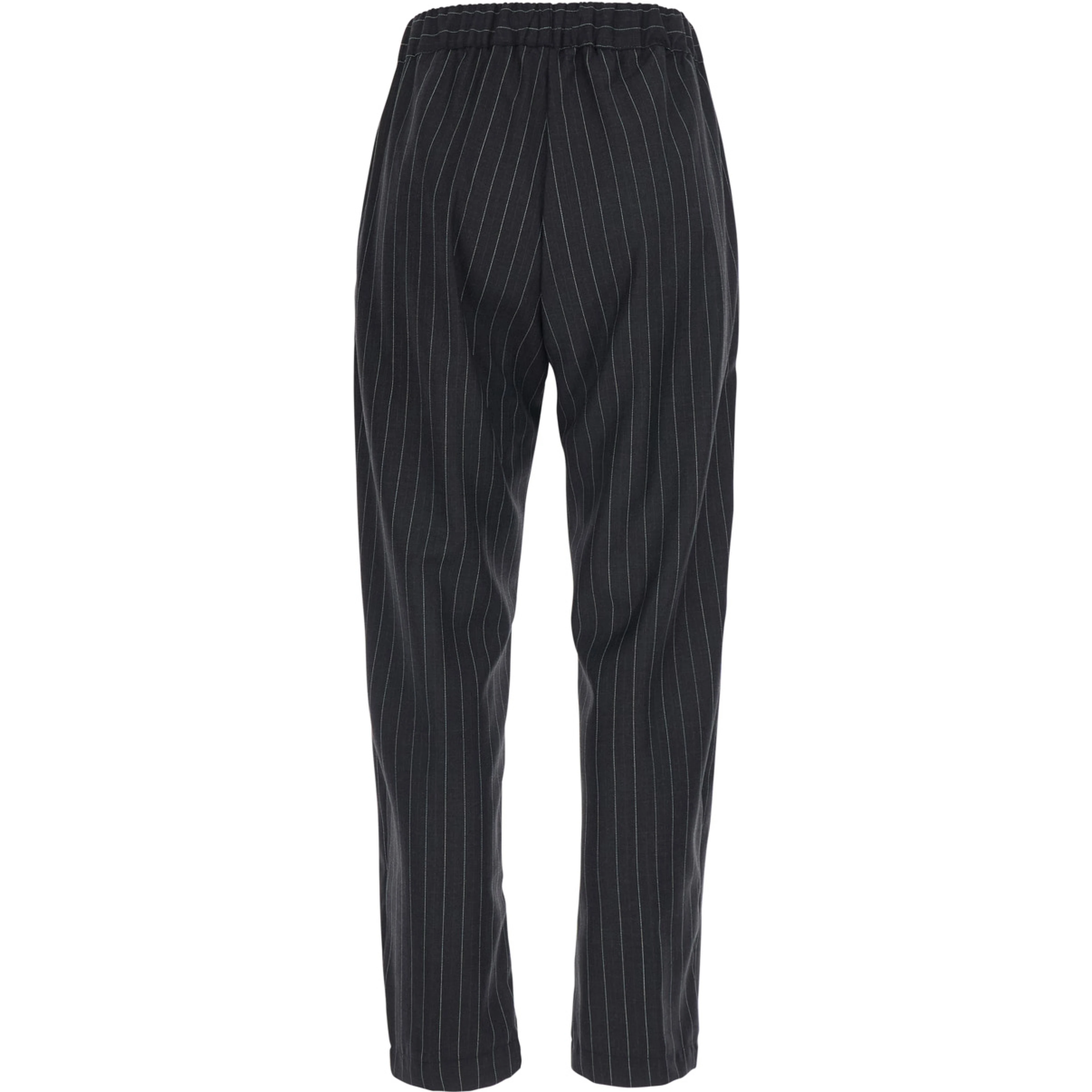 BUDDY grey Pants with all-over striped motif and elasticated waist in wool blend for women