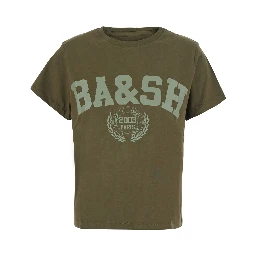 IONI green T-shirt with short sleeves and logo on the front in cotton for women