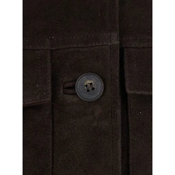 Penny Brown Jacket with classic collar in suede for women