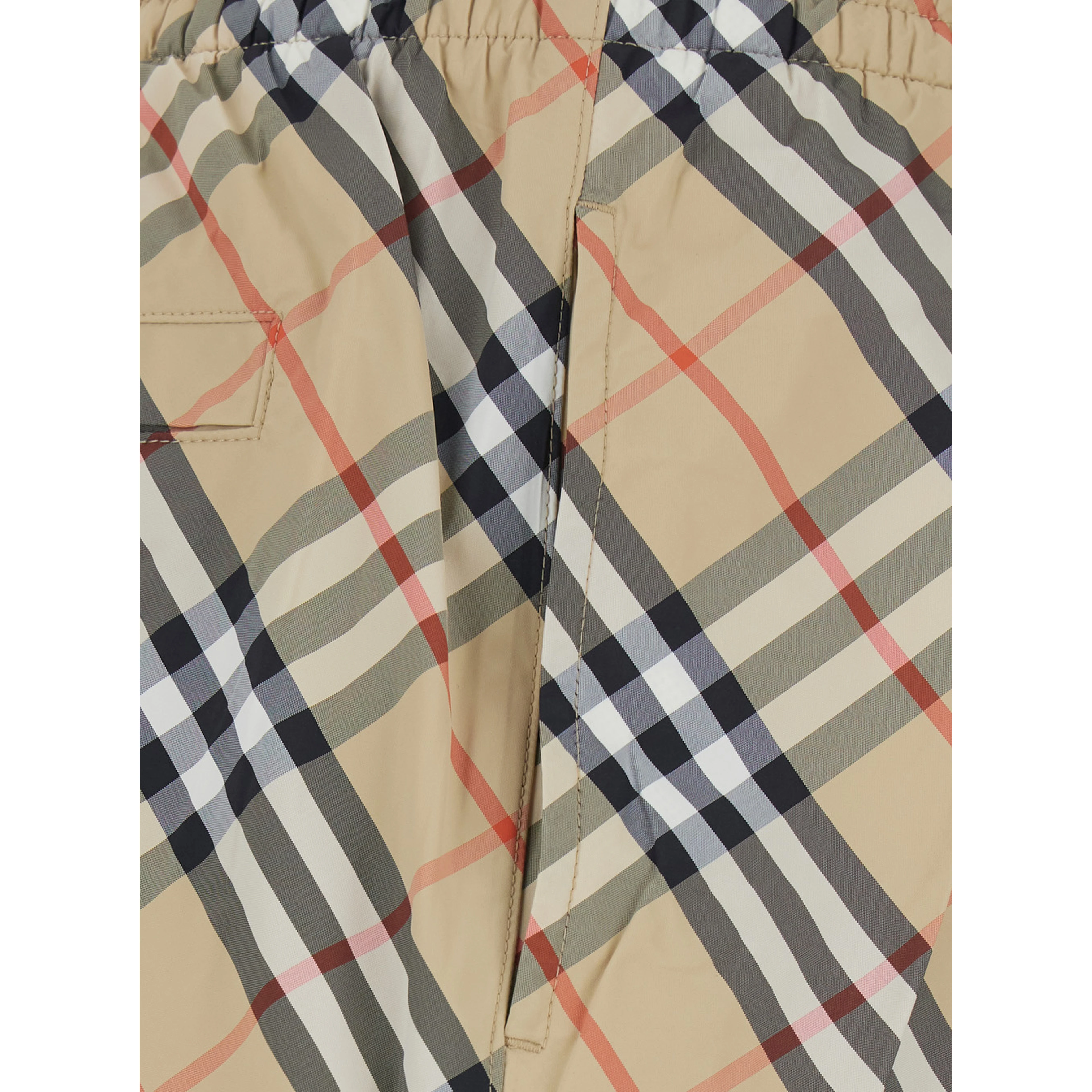 beige Swim shorts with check motif in Tech Fabric men