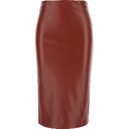 Red Midi Skirt in Eco Leather Woman