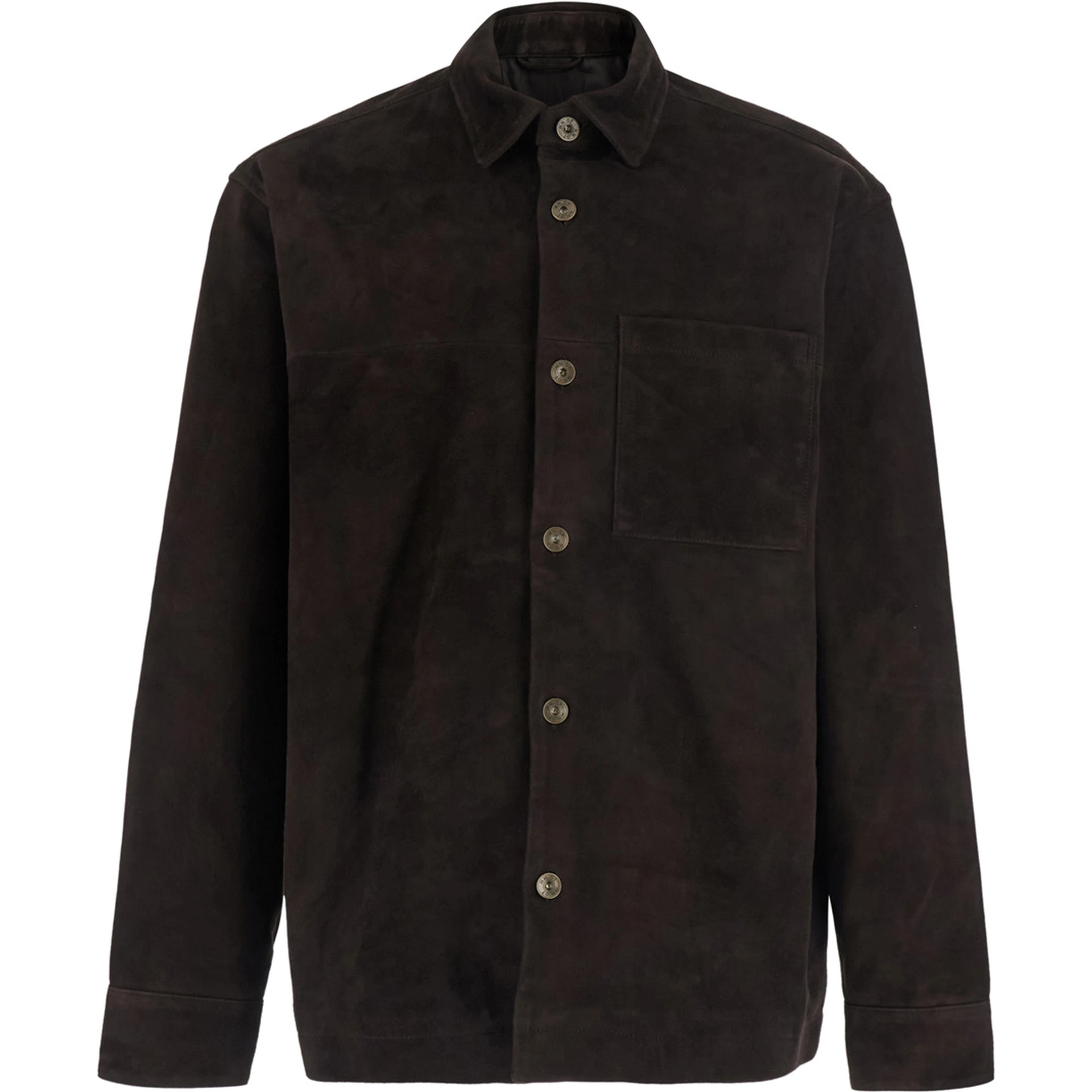 brown Jacket with classic collar and Front Button Closure in suede for men