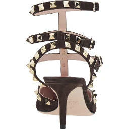 Brown pumps all-over Rockstud in suede for women