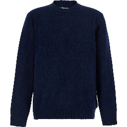 Lee Blue Crew Neck Sweater with Long Sleeves in Wool for Men