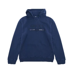 blue Hooded sweatshirt with tone-on-tone logo in cotton for Boy