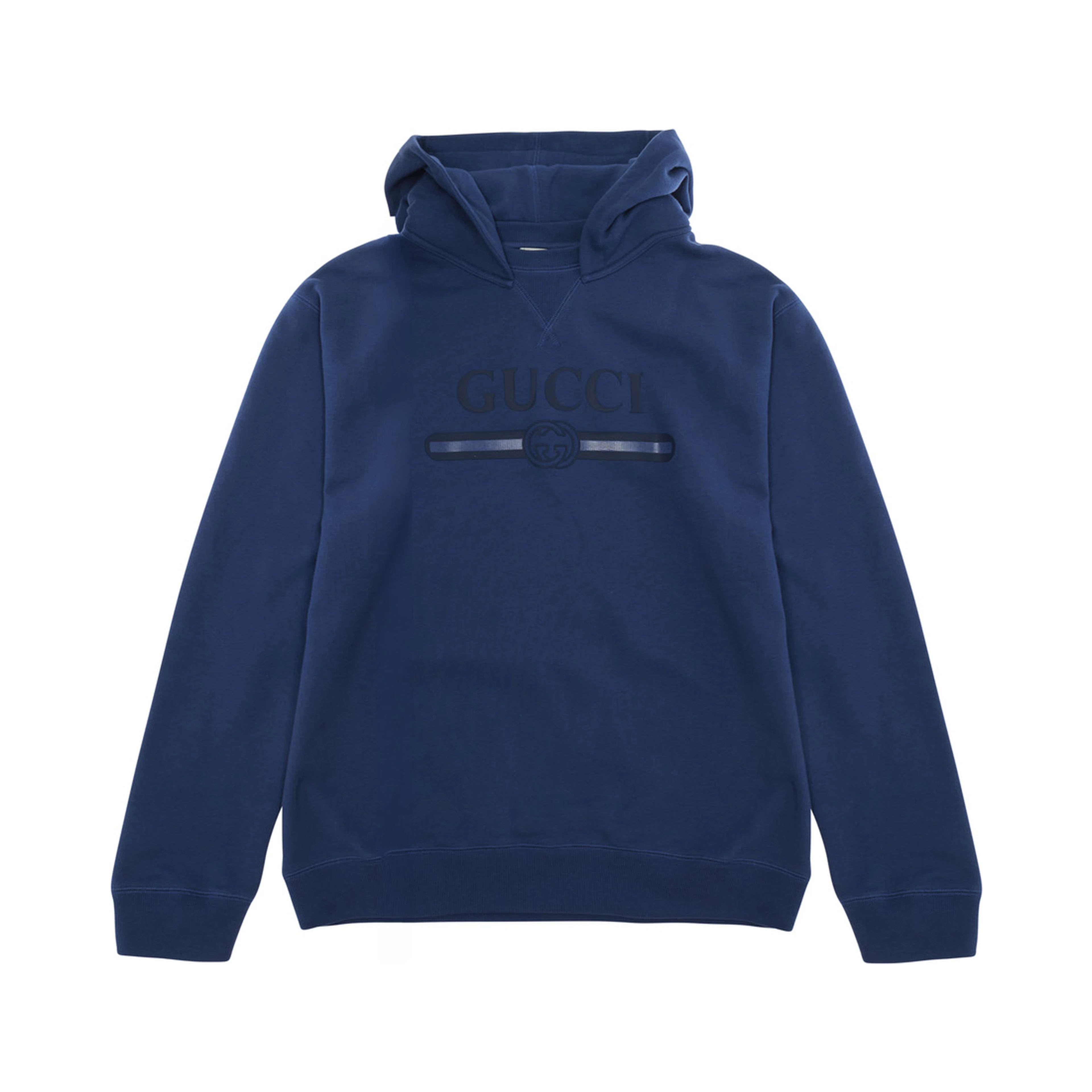 blue Hooded sweatshirt with tone-on-tone logo in cotton for Boy
