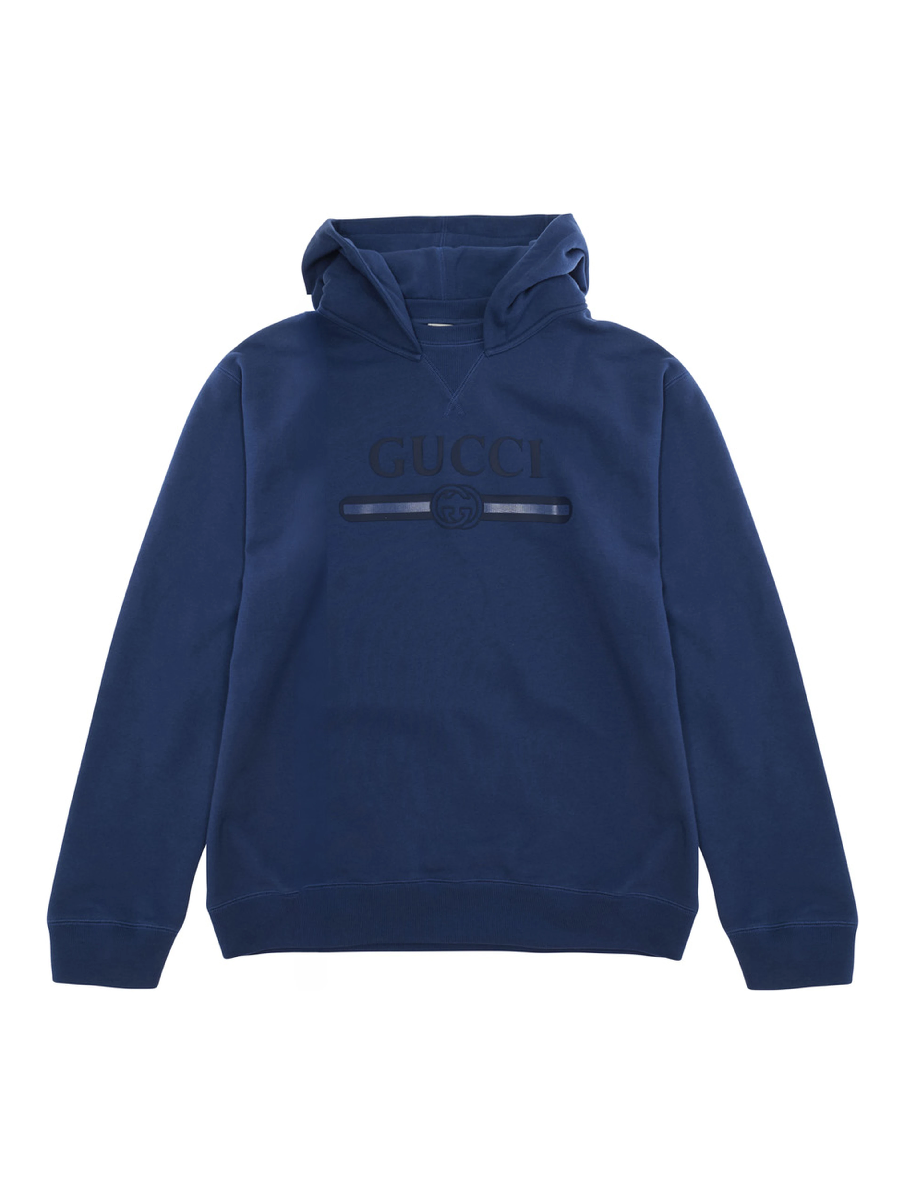 blue Hooded sweatshirt with tone-on-tone logo in cotton for Boy