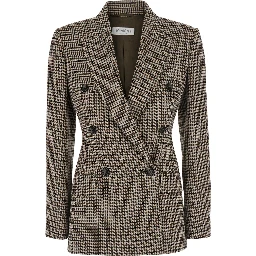 Eccelso Multicolor double-breasted jacket with Peak Revers and All-Over Houndstooth Motif in Wool Blend for Women
