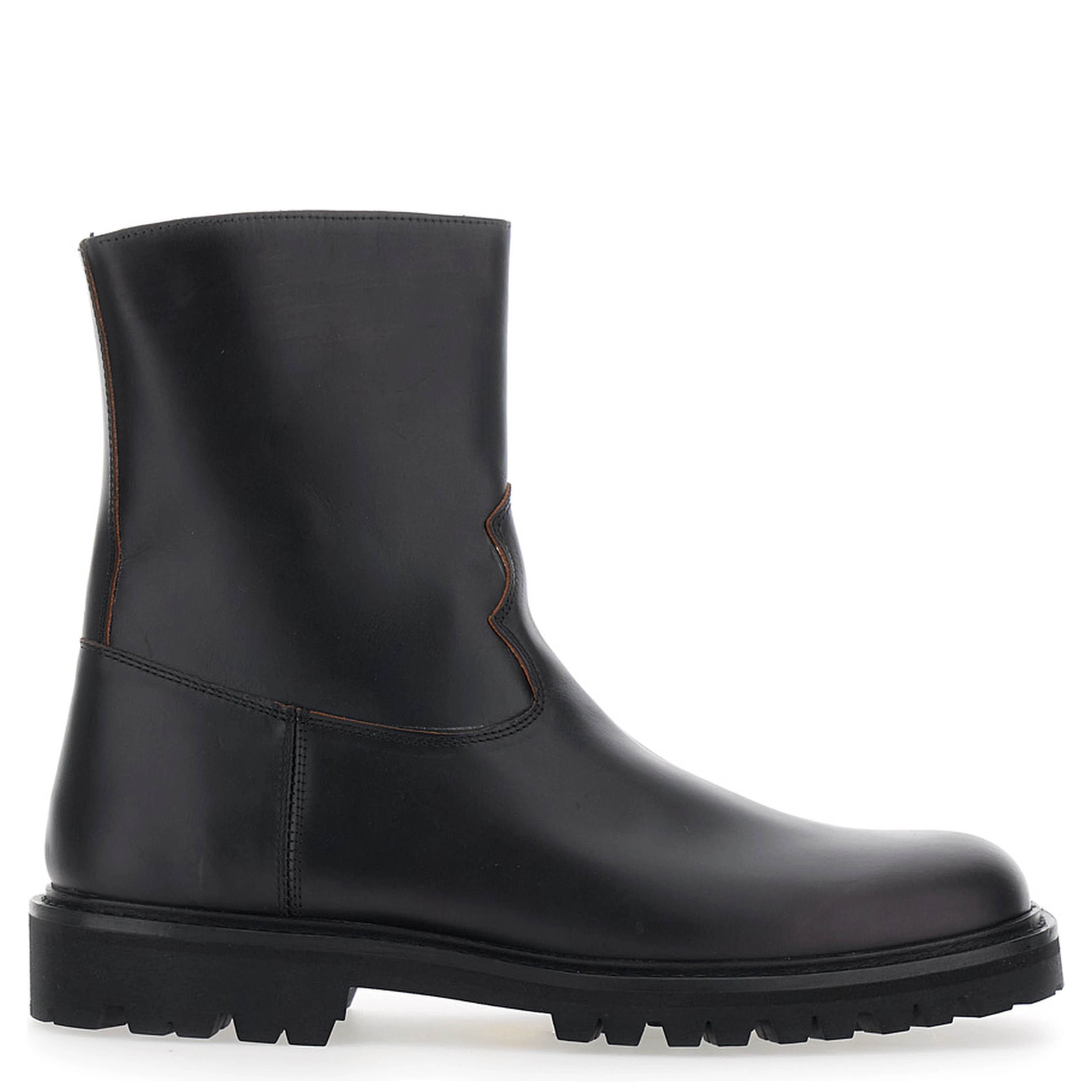 Black Ankle Boots with Side Zip Closure in Leather for Men