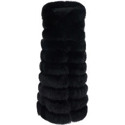 Black fur with high collar and sleeveless design in fur for women