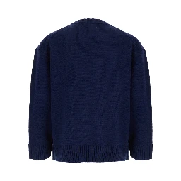 Wildlife Knit Sweater with round neck and long sleeves in Acrylic and Wool Blue Unisex