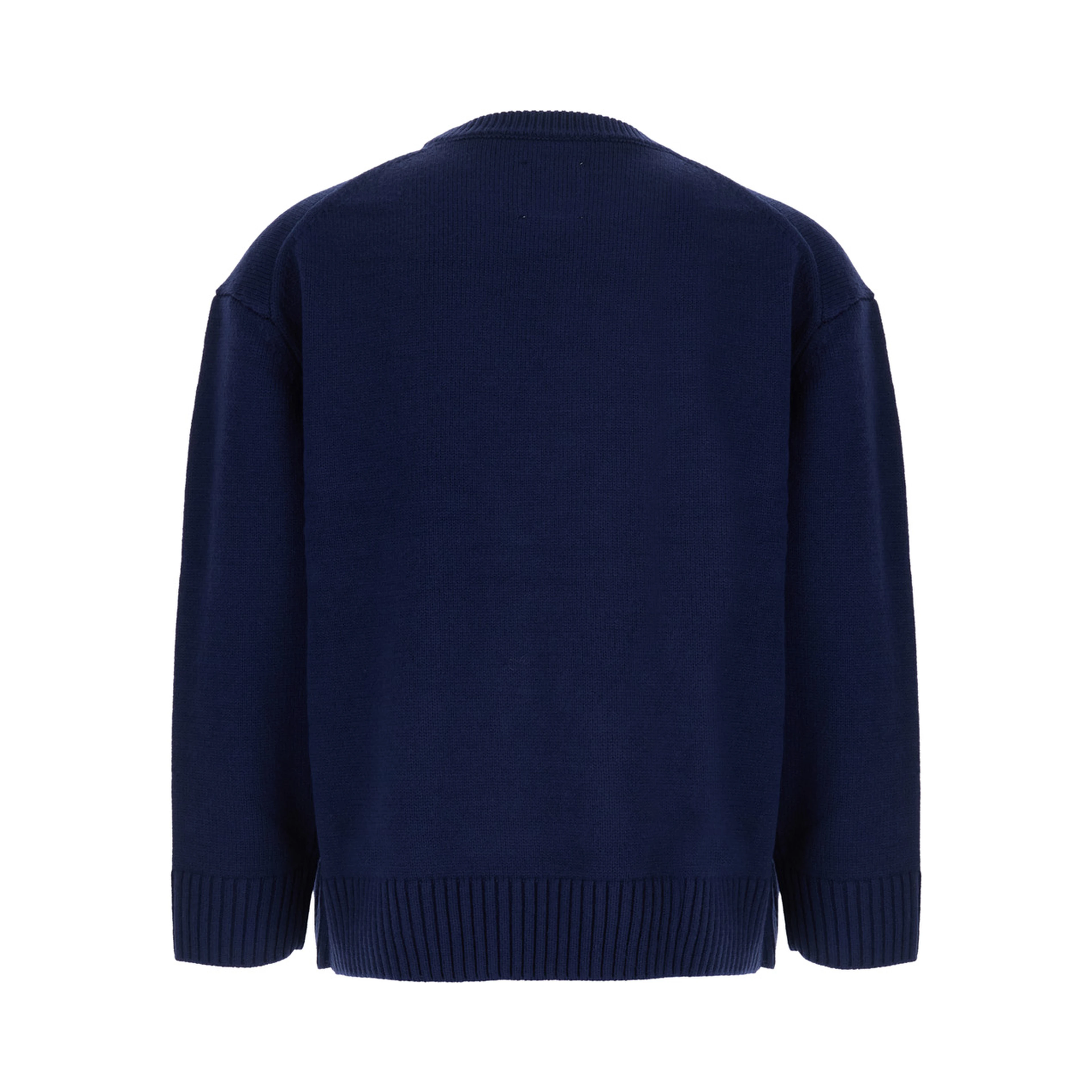 Wildlife Knit Sweater with round neck and long sleeves in Acrylic and Wool Blue Unisex