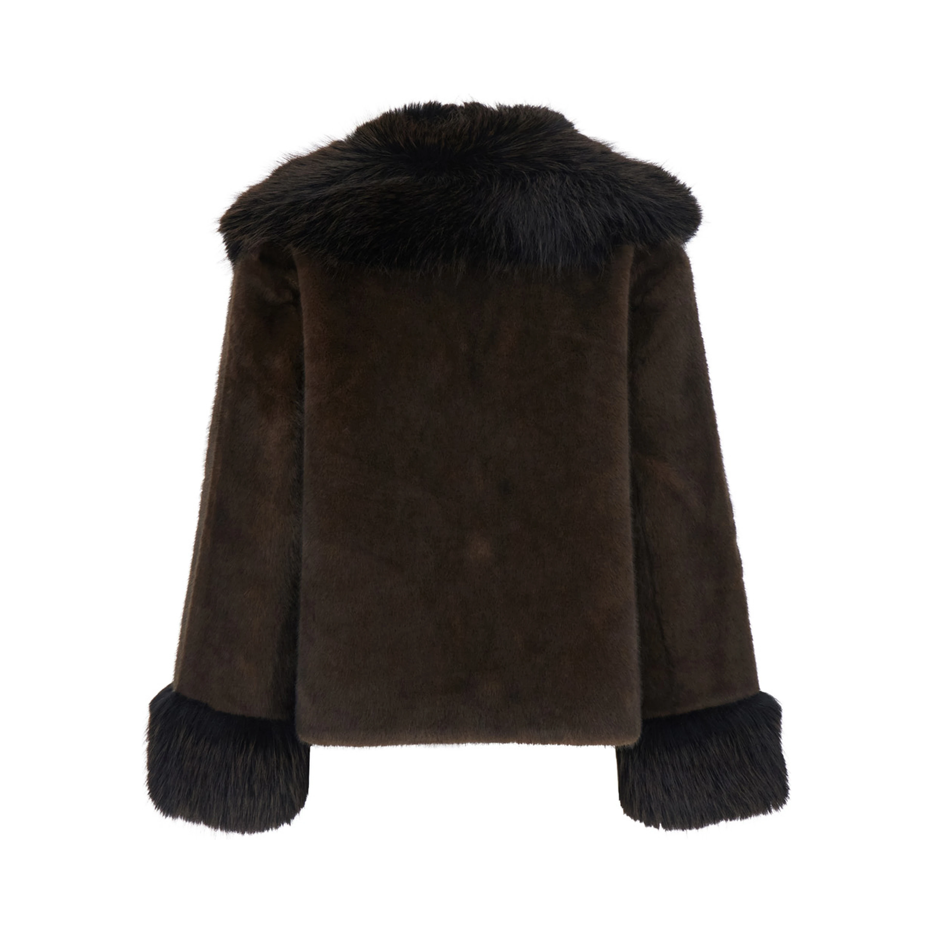 Brown Jacket with Front-Zip in Fabric for Women