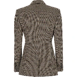 Eccelso Multicolor double-breasted jacket with Peak Revers and All-Over Houndstooth Motif in Wool Blend for Women