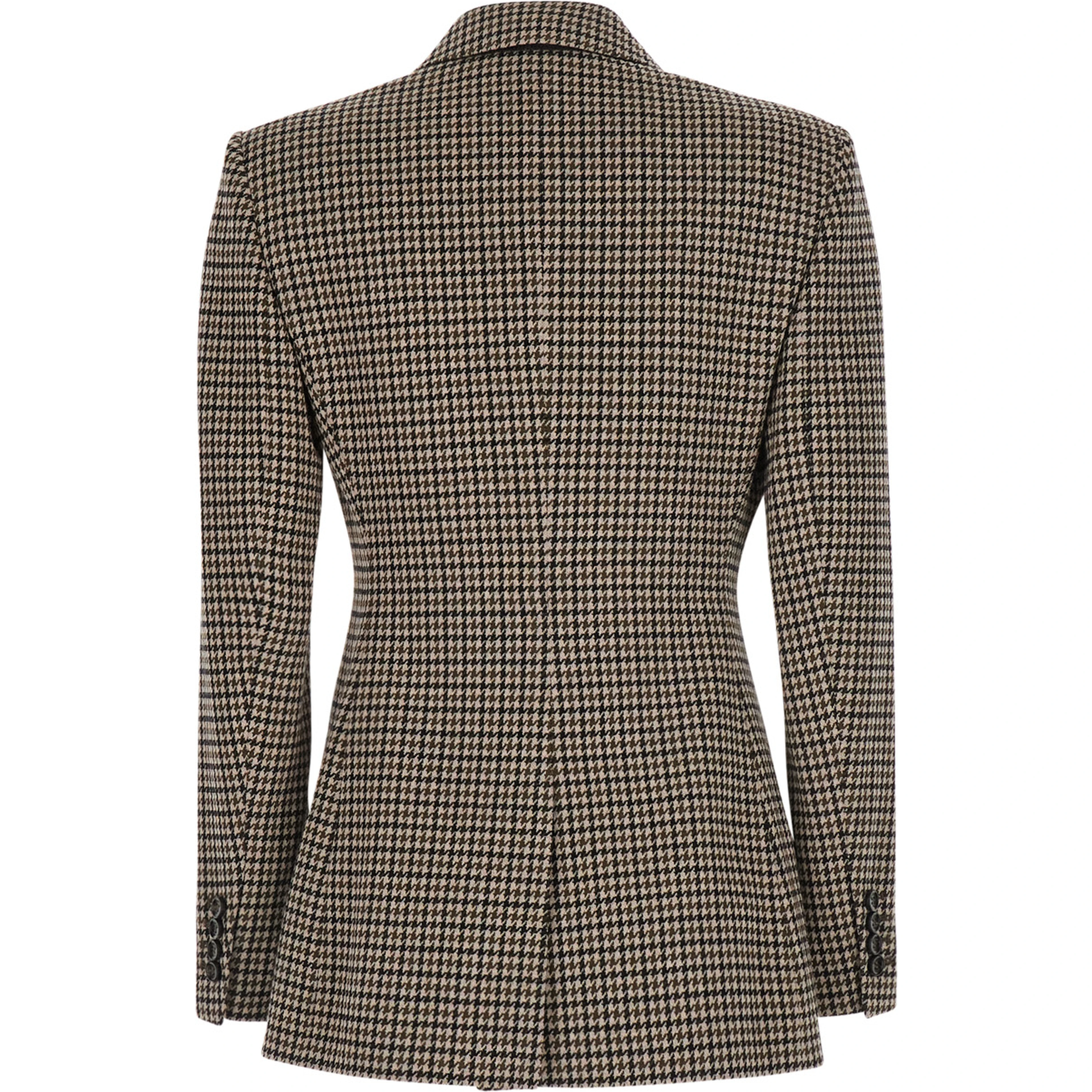 Eccelso Multicolor double-breasted jacket with Peak Revers and All-Over Houndstooth Motif in Wool Blend for Women